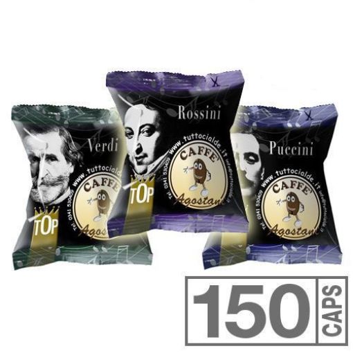 Immagine di OFFERTA LANCIO: 150 capsule Caffè Agostani TOP miste compatibili Lavazza BLUE e Lavazza In Black